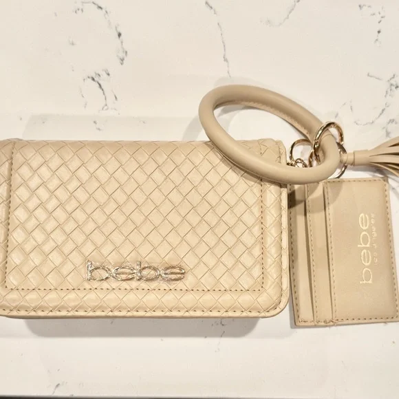 Bebe Cream Small Crossbody Bag with Gold Chain, Card Case and Wristlet NWT - Picture 6 of 11